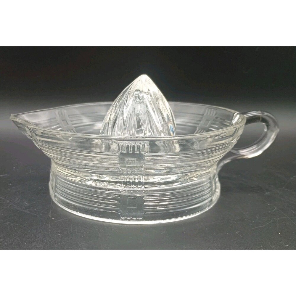 VINTAGE  Reamer - HAZEL ATLAS  CRISS CROSS Depression Glass Reamer/Clear